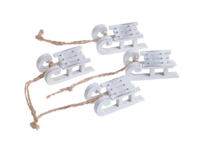 mini sáně 5 cm (4 ks) - bílá